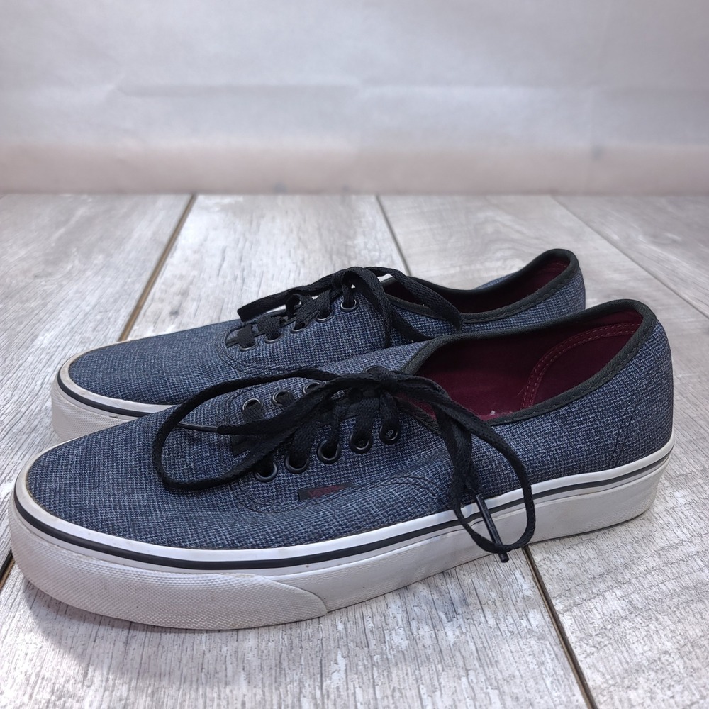 Vans Authentic Sneakers Men 9 Blue Chambray Low Top Lace Up Skate Shoes